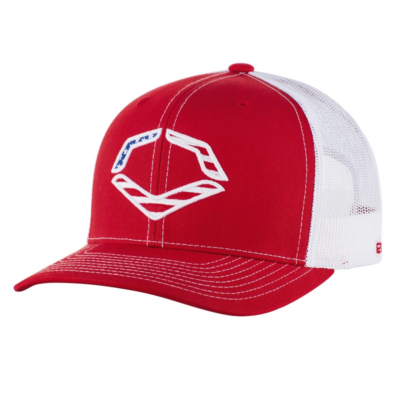 EvoShield Mens USA Snapback Trucker, Red/White - Image 1